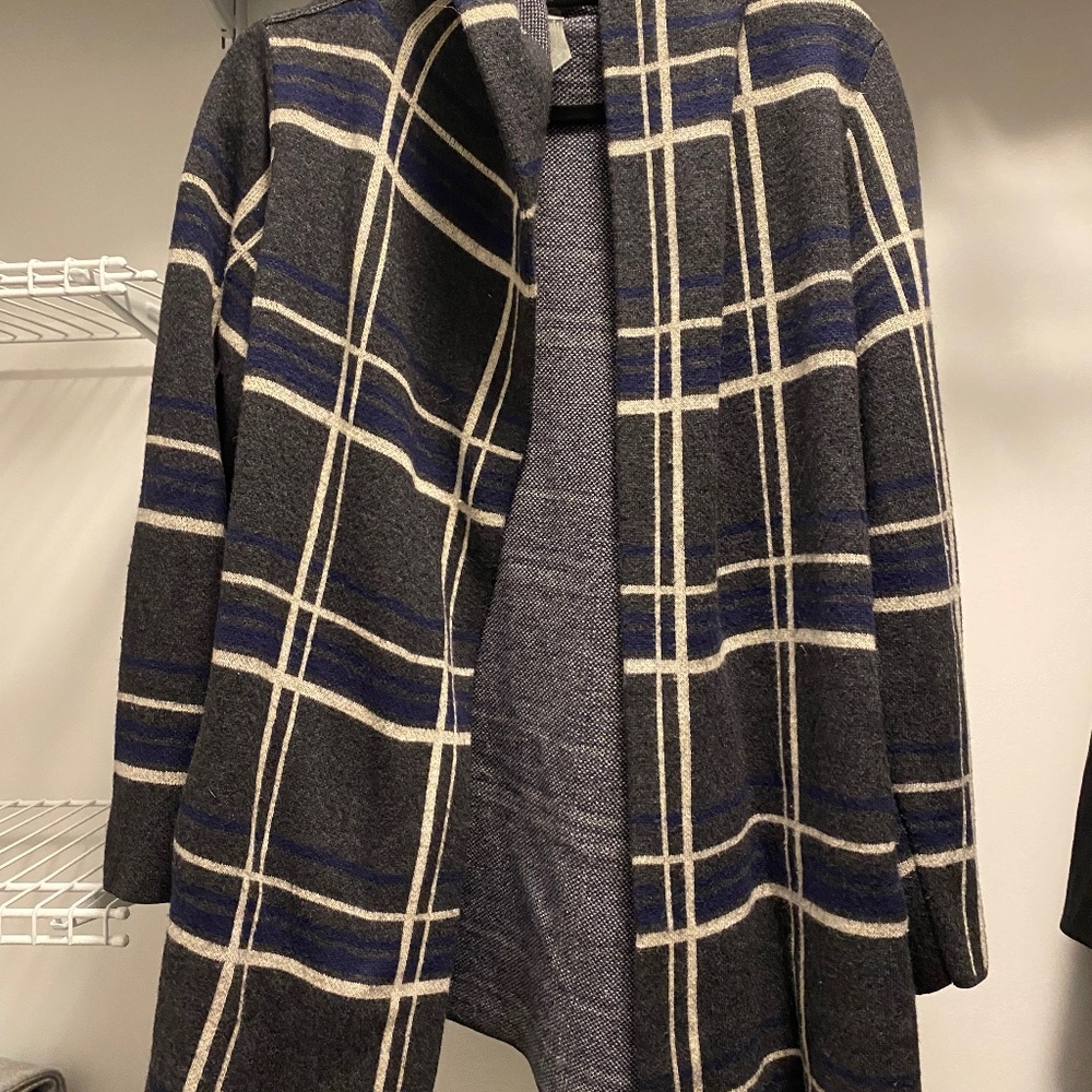 Hooded Plaid Cardigan
